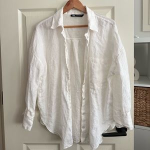 Zara Linen button up shirt Size Medium